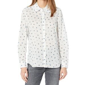 Kate Spade French Cream Ruffle Garden Ditsy Button Front Shirt Size XXS